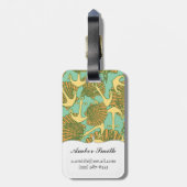 Anker en schalen in een stijlpatroon bagagelabel (Achterkant verticaal)