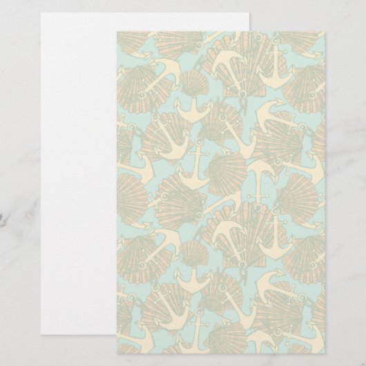 Anker en schalen in een stijlpatroon briefpapier (Voorkant / Achterkant)