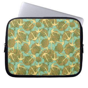 Anker en schalen in een  stijlpatroon laptop sleeve