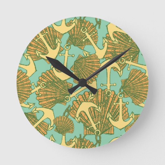 Anker en schalen in een  stijlpatroon ronde klok (Voorkant)