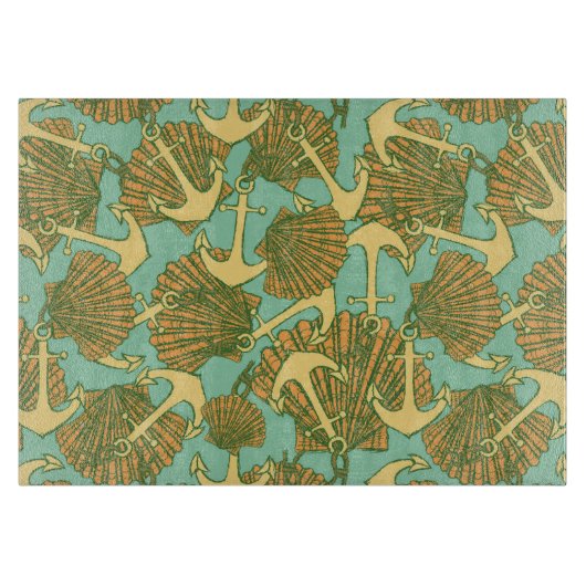 Anker en schalen in een  stijlpatroon snijplank (Voorkant)