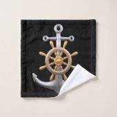 Anker en Scheepsstuurwiel Bad Handdoek Set (Wasdoekje)