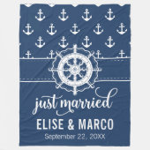 Anker- en scheepswiel alleen gehuwd fleece deken (Voorkant)