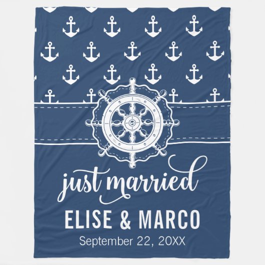 Anker- en scheepswiel alleen gehuwd fleece deken (Voorkant)