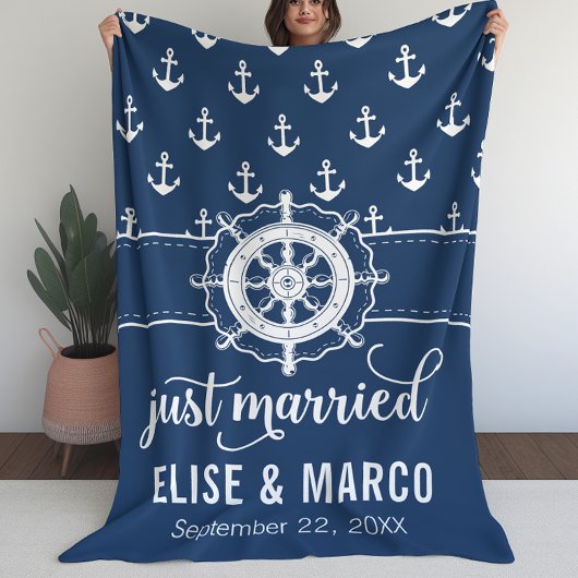 Anker- en scheepswiel alleen gehuwd fleece deken