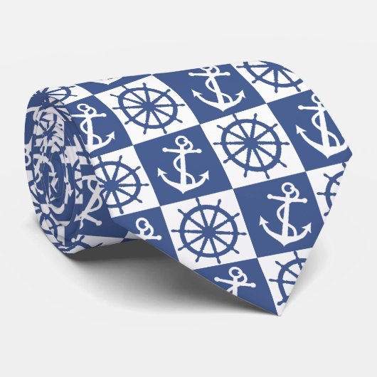 Anker- en scheepswiel stropdas (Opgerold)