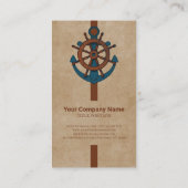 Anker en schip roer beige achtergrond visitekaartje (Achterkant)