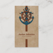 Anker en schip roer beige achtergrond visitekaartje (Voorkant)
