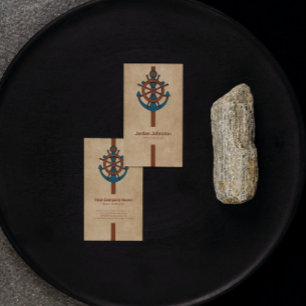 Anker en schip roer beige achtergrond visitekaartje