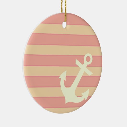 Anker en Stripes Keramisch Ornament (Rechts)