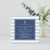 Anker en Stripes | Licht blauw Baby shower Kaart (Staand voorkant)