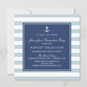 Anker en Stripes   Licht blauw Baby shower Kaart