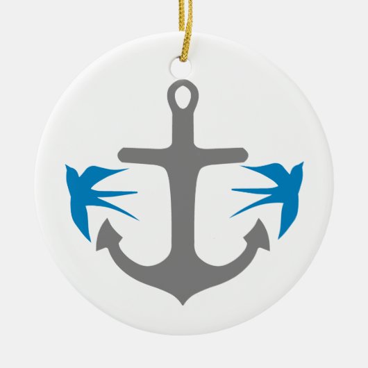Anker en Swallows Keramisch Ornament (Voorkant)