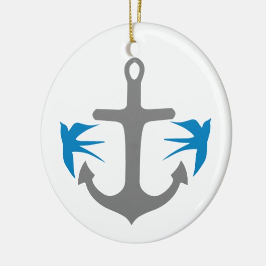 Anker en Swallows Keramisch Ornament (Links)