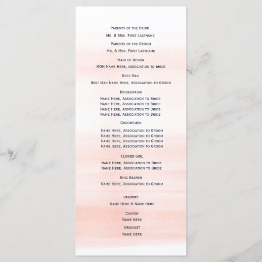 Anker en Touw Blush Navy Wedding Programma Programmakaart (Achterkant)