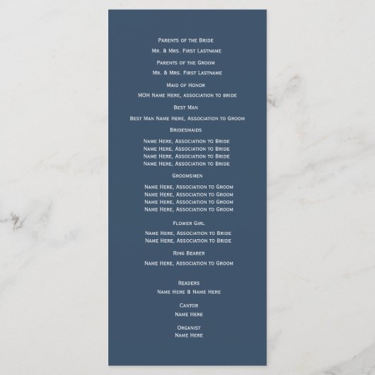 Anker en Touw Huwelijksprogramma Programmakaart (Achterkant)