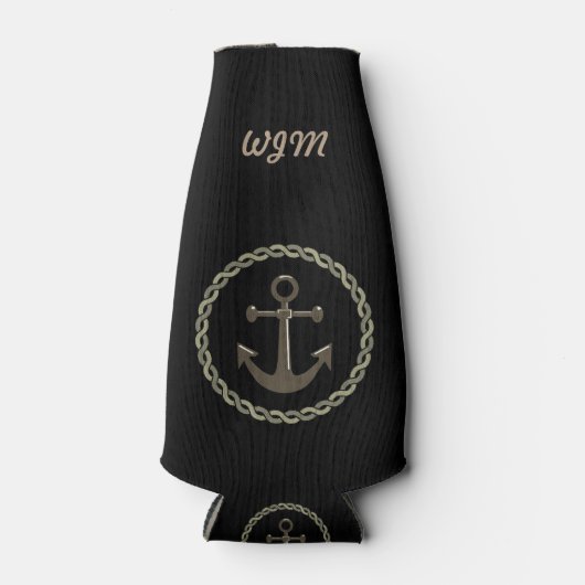 Anker en touw monogram flesjeskoeler (Voorkant)