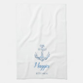 Anker en vis keukenhanddoek met eigen ontwerp (Verticaal)