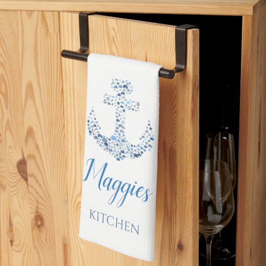 Anker en vis keukenhanddoek met eigen ontwerp (Derde Gevouwen)