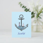 anker en vuurtoren (versie 1) briefkaart (Staand voorkant)