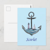 anker en vuurtoren (versie 1) briefkaart (Voorkant / Achterkant)