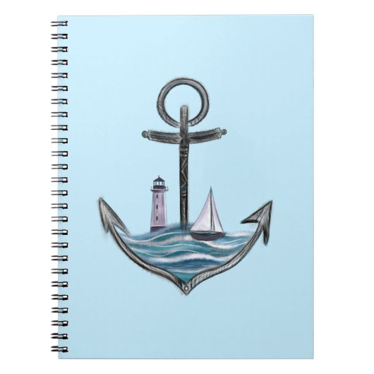 Anker en vuurtoren (versie 1) notitieboek (Voorkant)