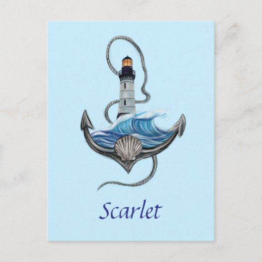  anker en vuurtoren (versie 2) briefkaart (Voorkant)