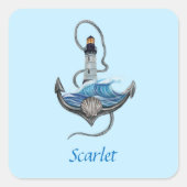  anker en vuurtoren (versie 2) vierkante sticker (Voorkant)