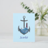  anker en vuurtoren (versie 3) briefkaart (Staand voorkant)