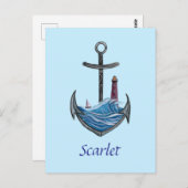  anker en vuurtoren (versie 3) briefkaart (Voorkant / Achterkant)