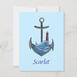anker en vuurtoren (versie 3) briefkaart
