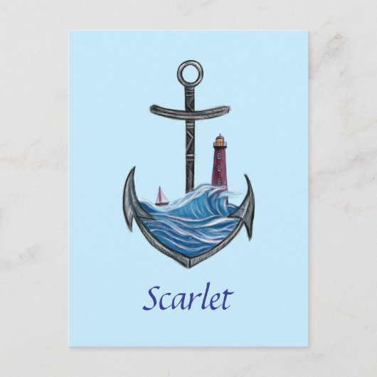  anker en vuurtoren (versie 3) briefkaart (Voorkant)