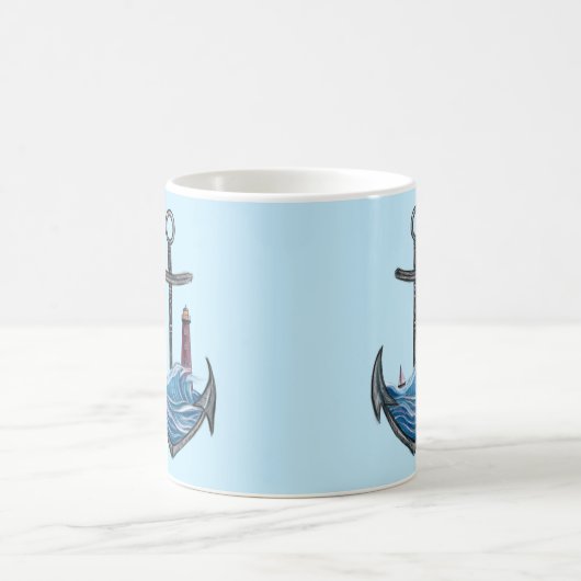 Anker en vuurtoren (versie 3) koffiemok (Center)