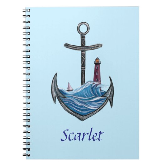  anker en vuurtoren (versie 3) notitieboek (Voorkant)