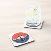 Anker en Zee golven patroon Bier Onderzetter (Rechterzijde)