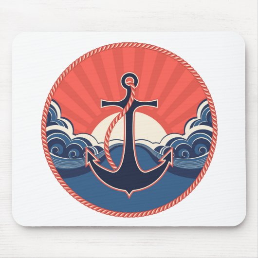 Anker en Zee golven patroon Muismat (Voorkant)