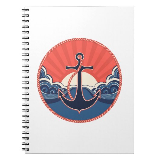 Anker en Zee golven patroon Notitieboek (Voorkant)