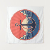 Anker en Zee golven patroon Wandkleed (Voorkant)