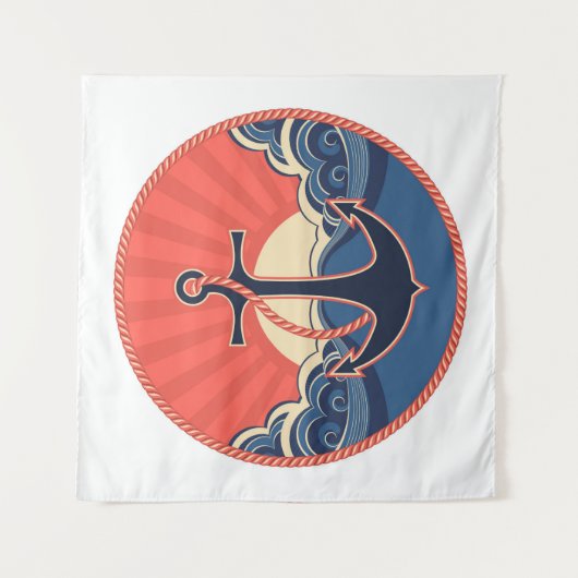 Anker en Zee golven patroon Wandkleed (Voorkant)