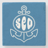 Anker en Zee Stenen Onderzetter (Voorkant)