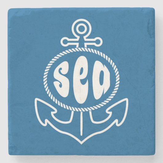 Anker en Zee Stenen Onderzetter (Voorkant)