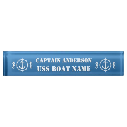 Anker en zeepaardkapitein en boot naambordje (Voorkant)