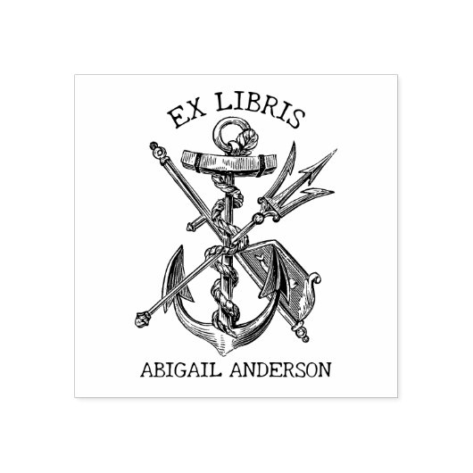  anker ex libris bibliotheek nautisch boek rubberstempel (Afrduk)