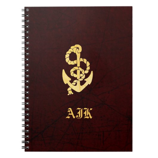  Anker Faux-gecrateerd leder Nautisch Notitieboek (Voorkant)