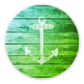 Anker Faux Hout Groene Nautische Lade knop (Voorkant)