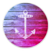 Anker Faux Wood Paarse Nautische Lade knop (Voorkant)