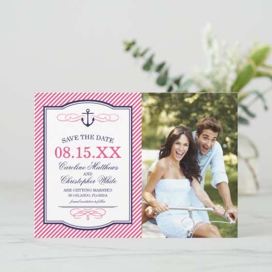 Anker Foto Opslaan Trouwdatum Kaart (Staand voorkant)