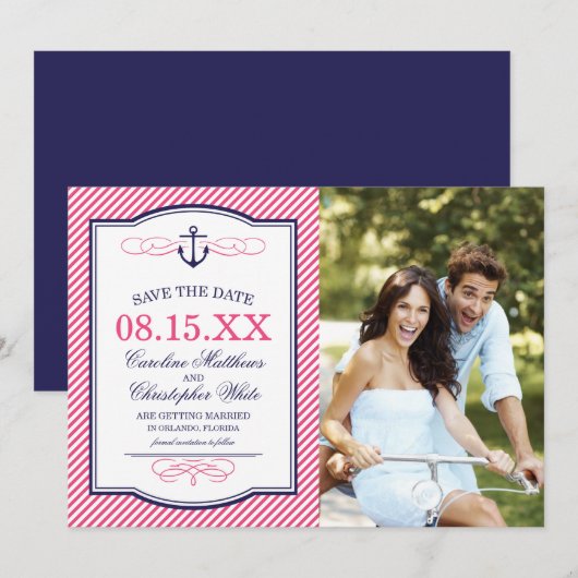 Anker Foto Opslaan Trouwdatum Kaart (Voorkant / Achterkant)