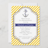 Anker geel nautische bruiloft repetitie diner kaart (Voorkant)
