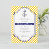 Anker geel nautische bruiloft repetitie diner kaart (Staand voorkant)